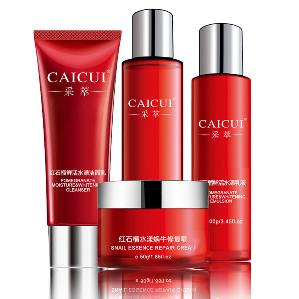 New Arrival Red Pomegranate Cleanser/Cream/ Lotion/Smoothing Toner Skin Care Beauty Set Moisturizing Freckle Dark Spot Remover